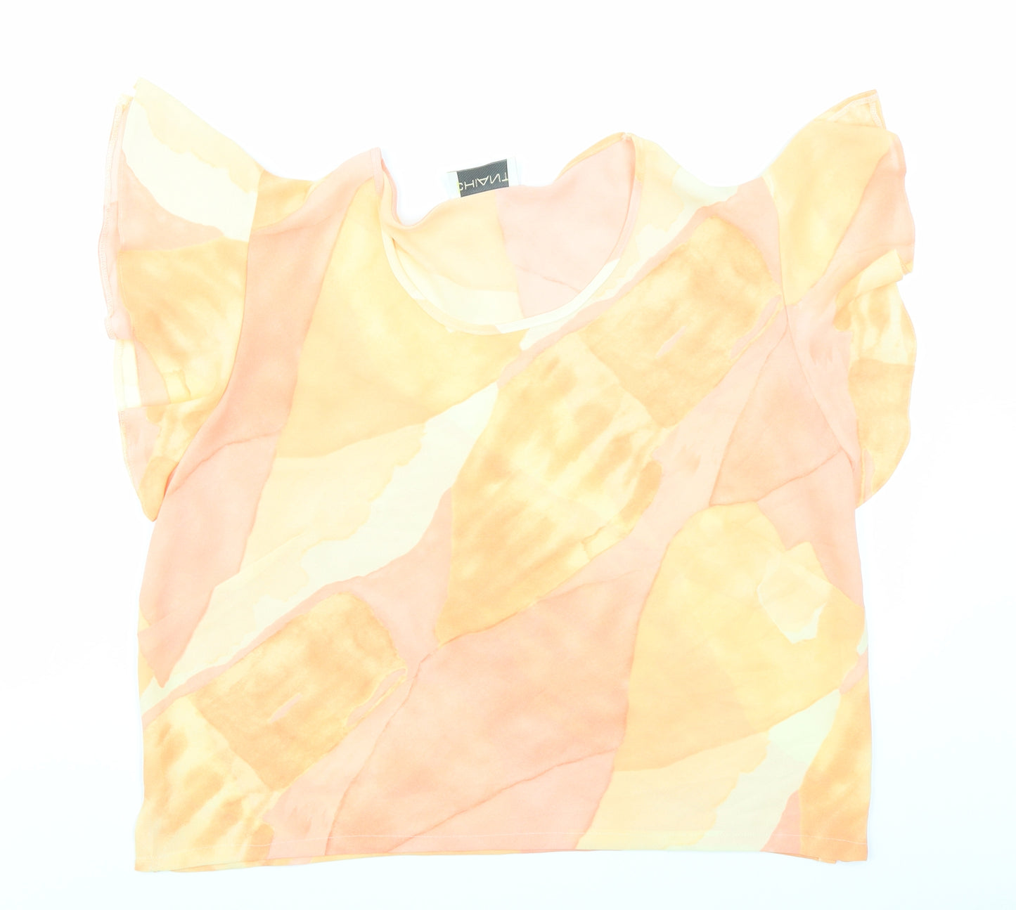 Chianti Womens Orange Geometric Polyester Basic Blouse Size 16 Round Neck