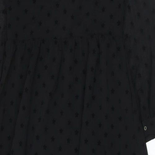 Marks and Spencer Womens Black Polyester A-Line Size 8 Round Neck Button