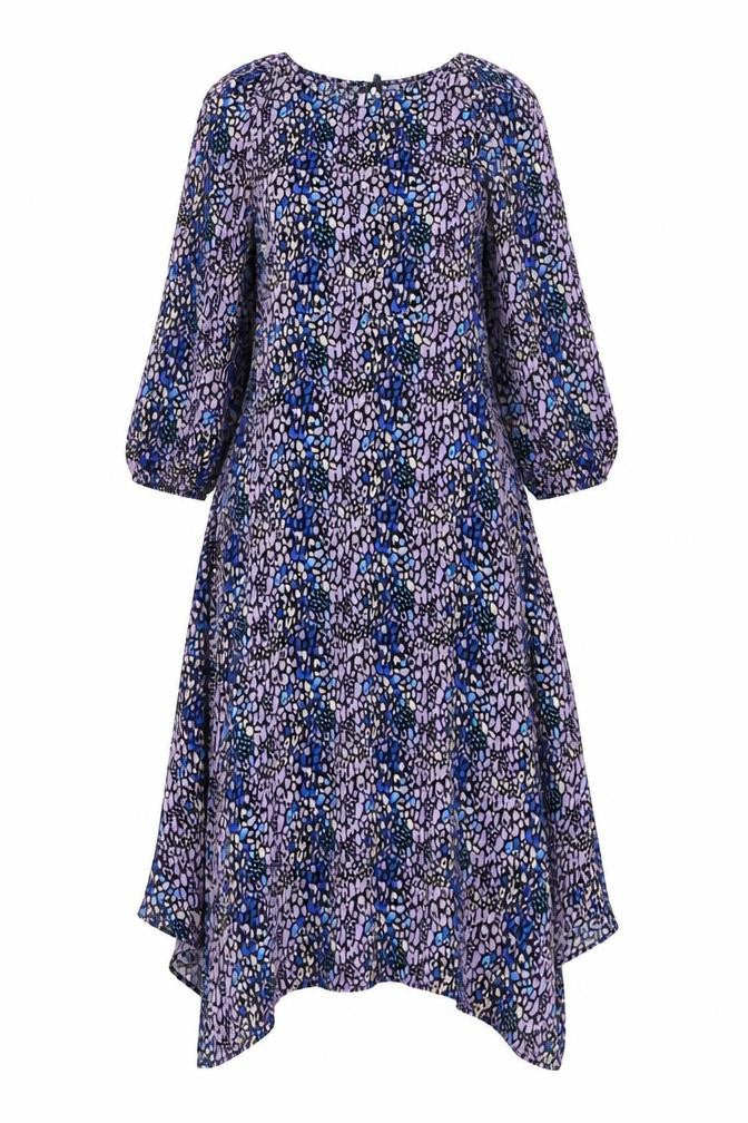 Marks and Spencer Womens Multicoloured Animal Print Viscose A-Line Size 8 Round Neck Button