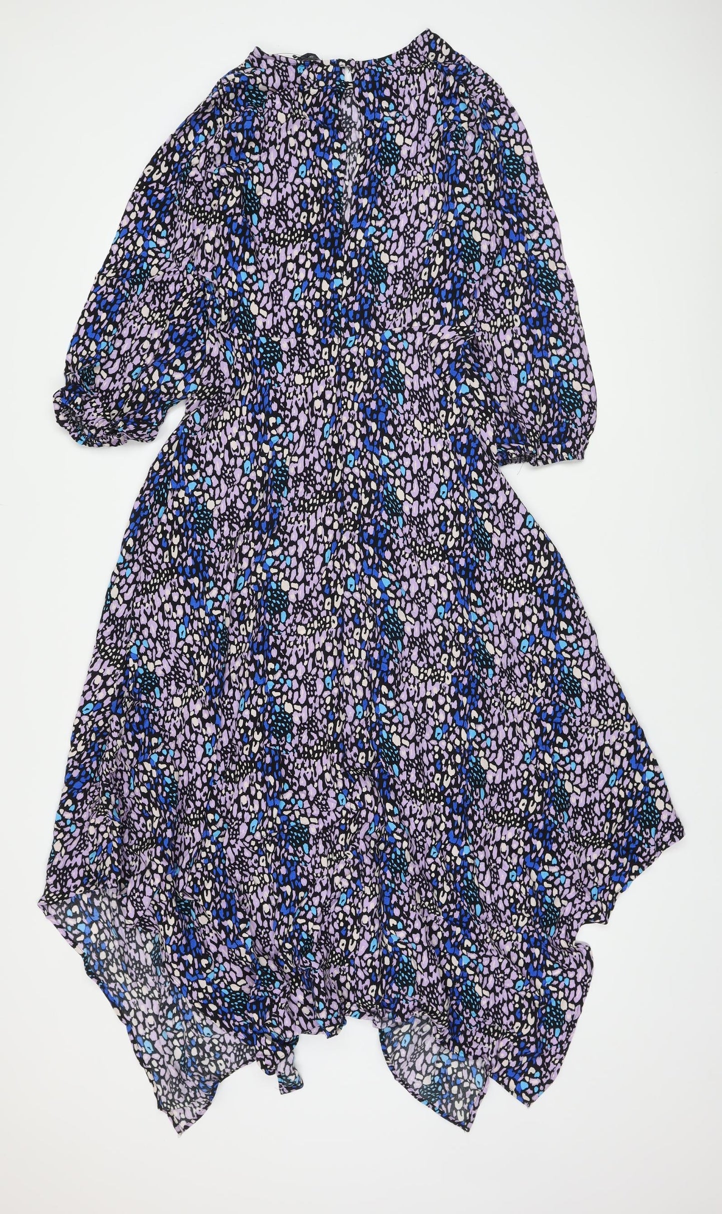 Marks and Spencer Womens Multicoloured Animal Print Viscose A-Line Size 8 Round Neck Button