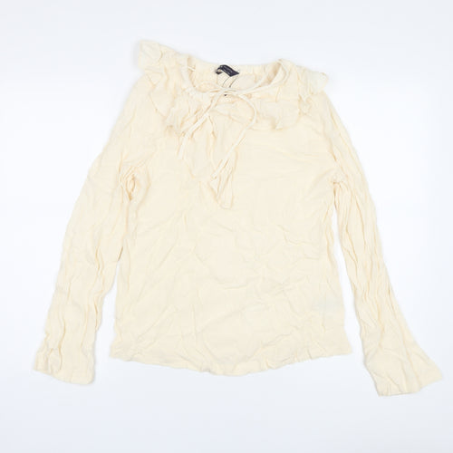 Marks and Spencer Womens Beige Viscose Basic Blouse Size 6 Round Neck