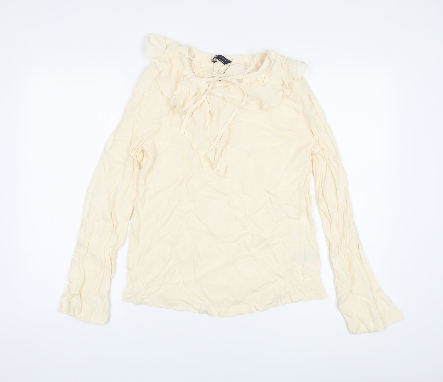 Marks and Spencer Womens Beige Viscose Basic Blouse Size 6 Round Neck