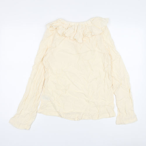 Marks and Spencer Womens Beige Viscose Basic Blouse Size 6 Round Neck