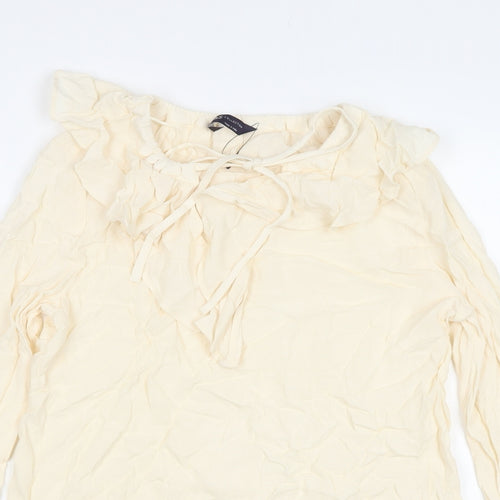 Marks and Spencer Womens Beige Viscose Basic Blouse Size 6 Round Neck