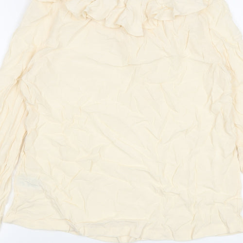 Marks and Spencer Womens Beige Viscose Basic Blouse Size 6 Round Neck