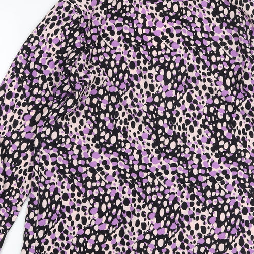 Marks and Spencer Womens Purple Animal Print Viscose Basic Blouse Size 6 V-Neck