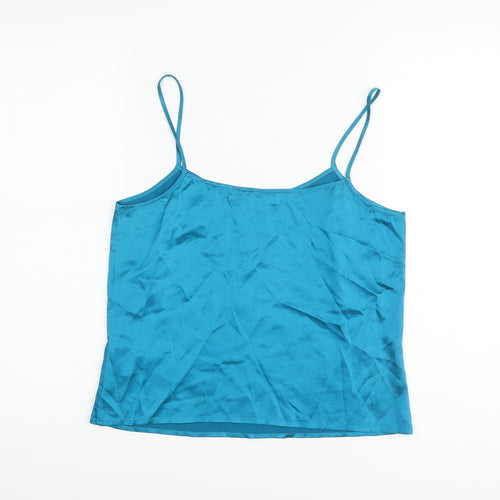 Feraud Womens Blue Silk Camisole Tank Size 10 Square Neck