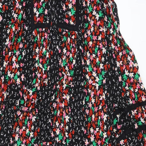 Marks and Spencer Womens Multicoloured Floral Viscose A-Line Size 8 Round Neck Button