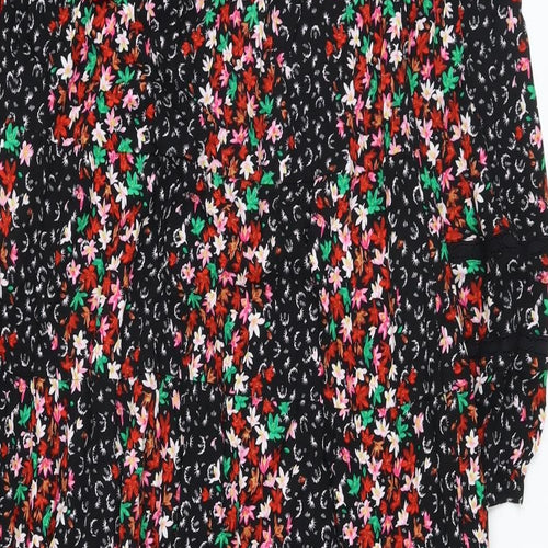 Marks and Spencer Womens Multicoloured Floral Viscose A-Line Size 8 Round Neck Button