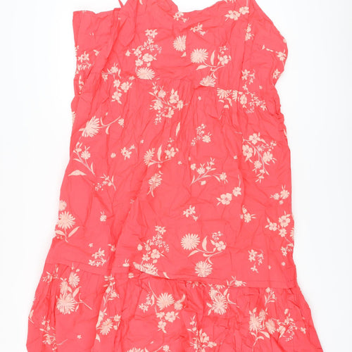 Marks and Spencer Womens Pink Floral Cotton A-Line Size 24 Sweetheart Pullover