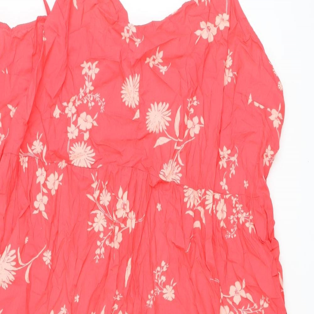 Marks and Spencer Womens Pink Floral Cotton A-Line Size 24 Sweetheart Pullover
