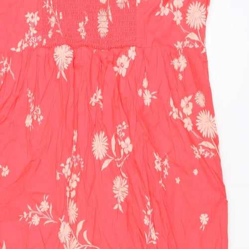 Marks and Spencer Womens Pink Floral Cotton A-Line Size 24 Sweetheart Pullover