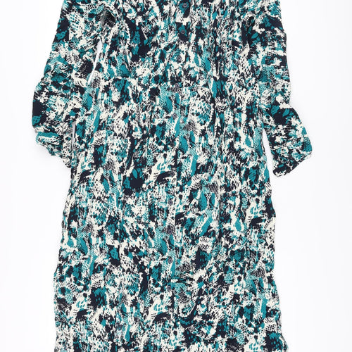 Marks and Spencer Womens Multicoloured Animal Print Viscose A-Line Size 10 Collared Button