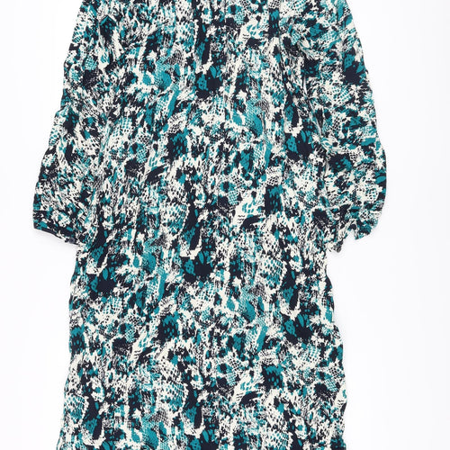 Marks and Spencer Womens Multicoloured Animal Print Viscose A-Line Size 10 Collared Button