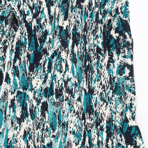 Marks and Spencer Womens Multicoloured Animal Print Viscose A-Line Size 10 Collared Button