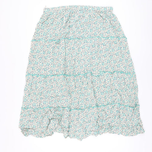 Per Una Womens Green Floral Viscose A-Line Skirt Size 16 Drawstring