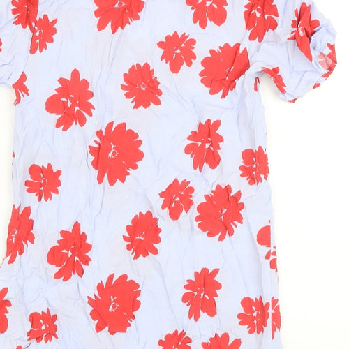 Marks and Spencer Womens Purple Floral Viscose Basic Blouse Size 6 V-Neck