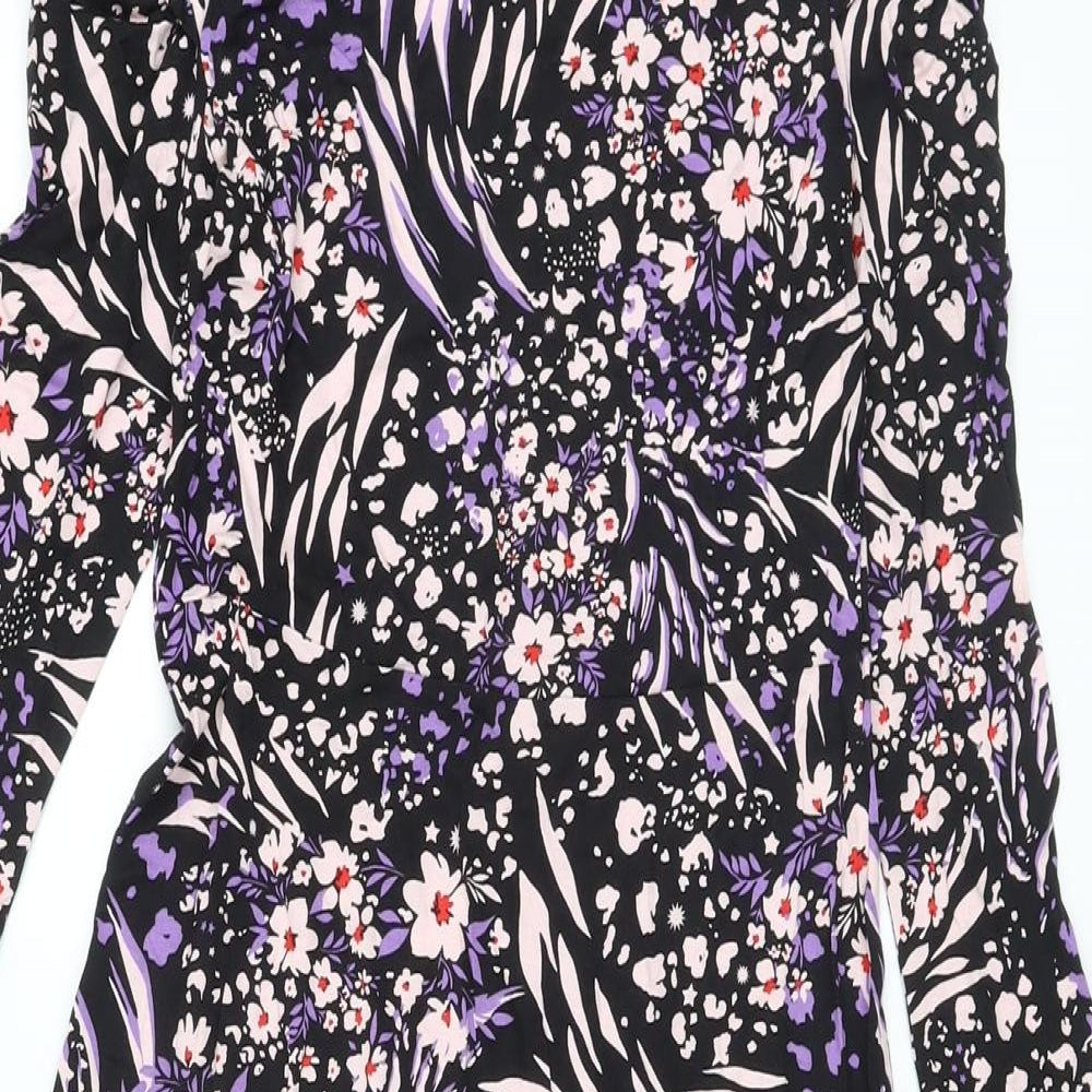 Marks and Spencer Womens Multicoloured Geometric Viscose A-Line Size 8 Round Neck Pullover