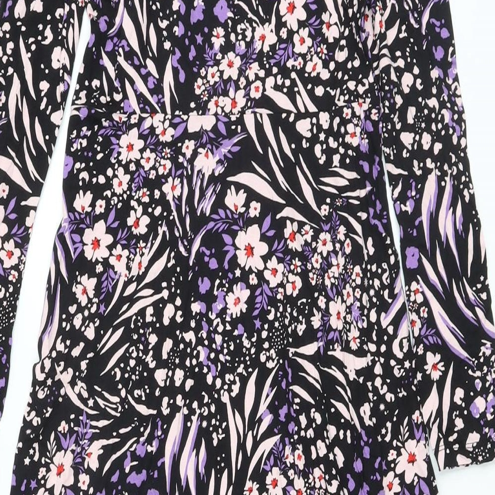 Marks and Spencer Womens Multicoloured Geometric Viscose A-Line Size 8 Round Neck Pullover