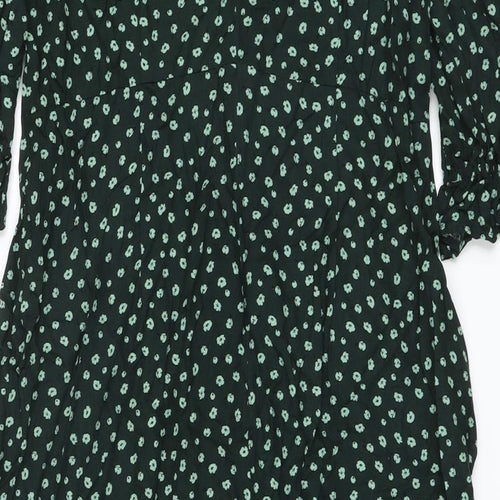 Nobody's Child Womens Green Floral Viscose A-Line Size 16 Round Neck Button