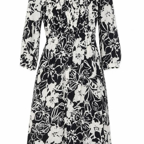 Marks and Spencer Womens Beige Floral Viscose A-Line Size 8 V-Neck Button