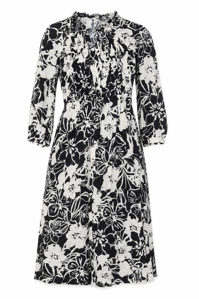 Marks and Spencer Womens Beige Floral Viscose A-Line Size 8 V-Neck Button