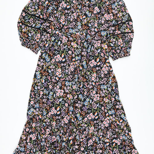 Marks and Spencer Womens Multicoloured Floral Viscose A-Line Size 16 Scoop Neck Pullover