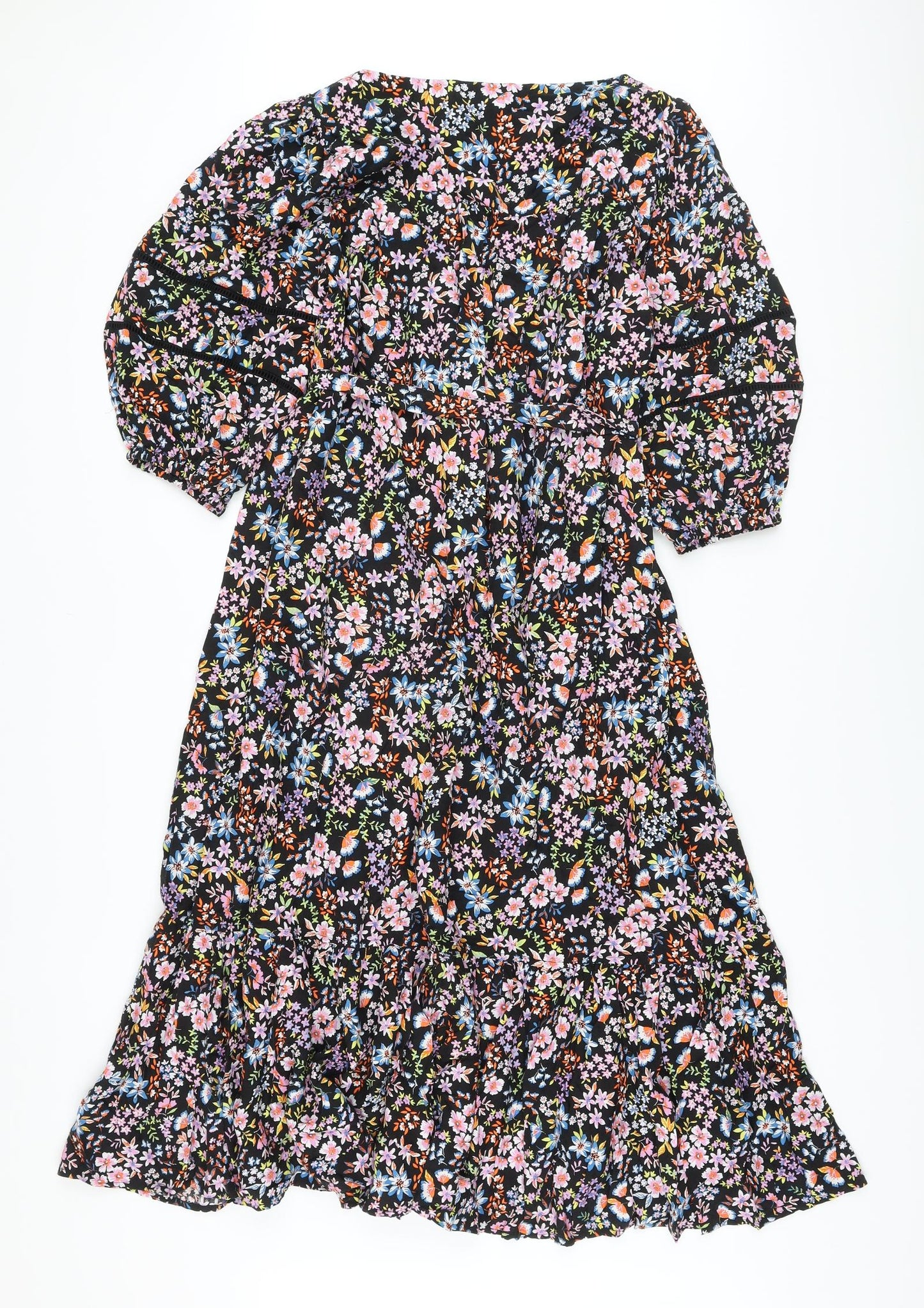 Marks and Spencer Womens Multicoloured Floral Viscose A-Line Size 16 Scoop Neck Pullover