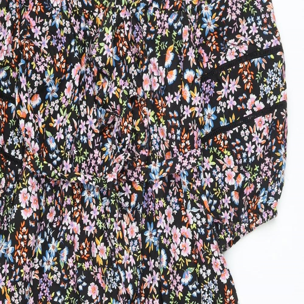 Marks and Spencer Womens Multicoloured Floral Viscose A-Line Size 16 Scoop Neck Pullover