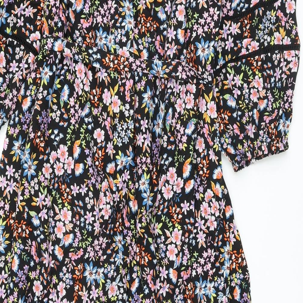 Marks and Spencer Womens Multicoloured Floral Viscose A-Line Size 16 Scoop Neck Pullover