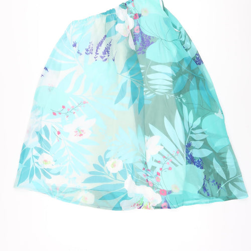 Be Beau Womens Blue Floral Polyester Basic Blouse Size 10 One Shoulder