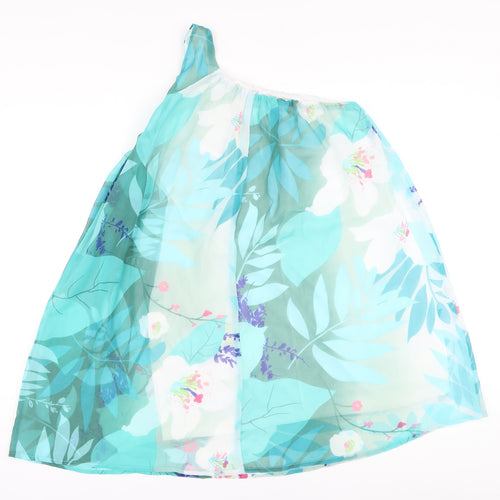 Be Beau Womens Blue Floral Polyester Basic Blouse Size 10 One Shoulder