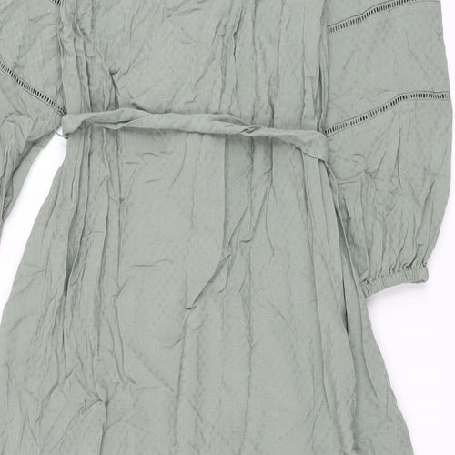 Marks and Spencer Womens Green Viscose A-Line Size 10 Square Neck Pullover