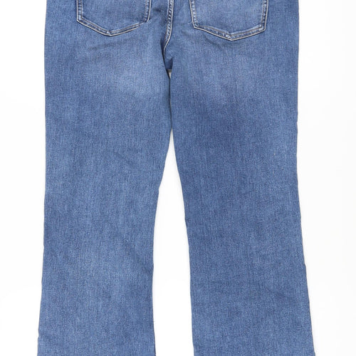 Marks and Spencer Womens Blue Cotton Bootcut Jeans Size 12 L28 in Regular Button