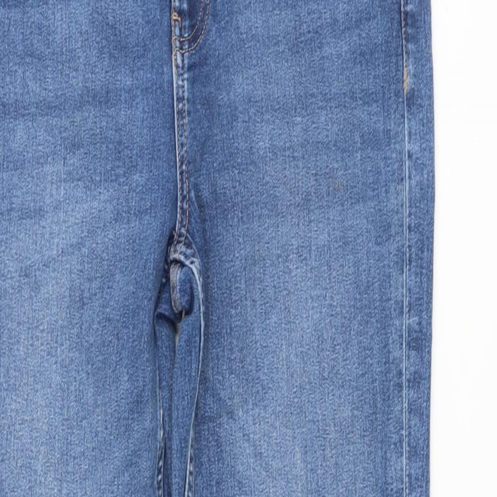 Marks and Spencer Womens Blue Cotton Bootcut Jeans Size 12 L28 in Regular Button