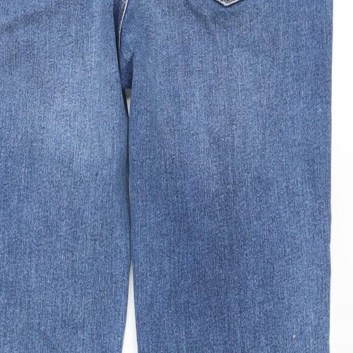 Marks and Spencer Womens Blue Cotton Bootcut Jeans Size 12 L28 in Regular Button