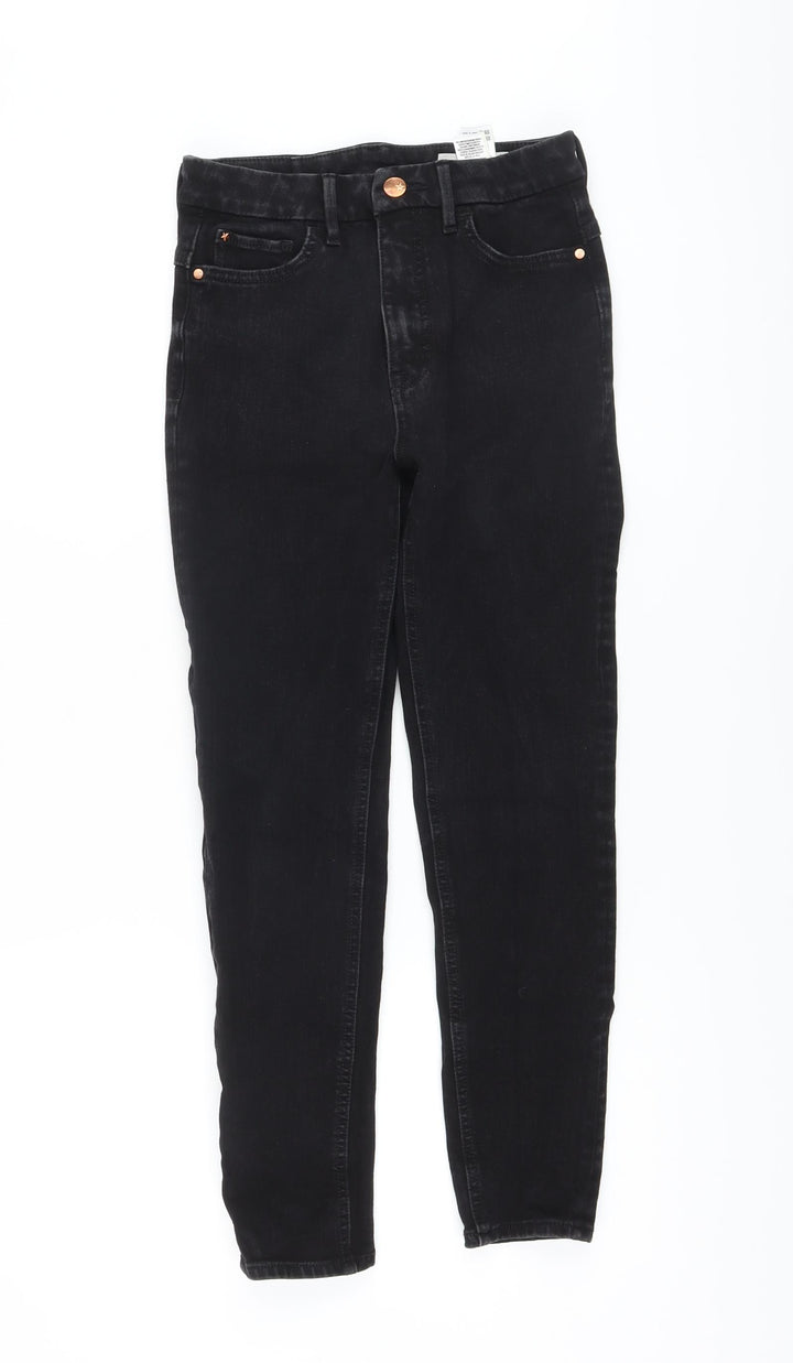 Marks and Spencer Womens Black Cotton Skinny Jeans Size 8 L25 in Regular Button