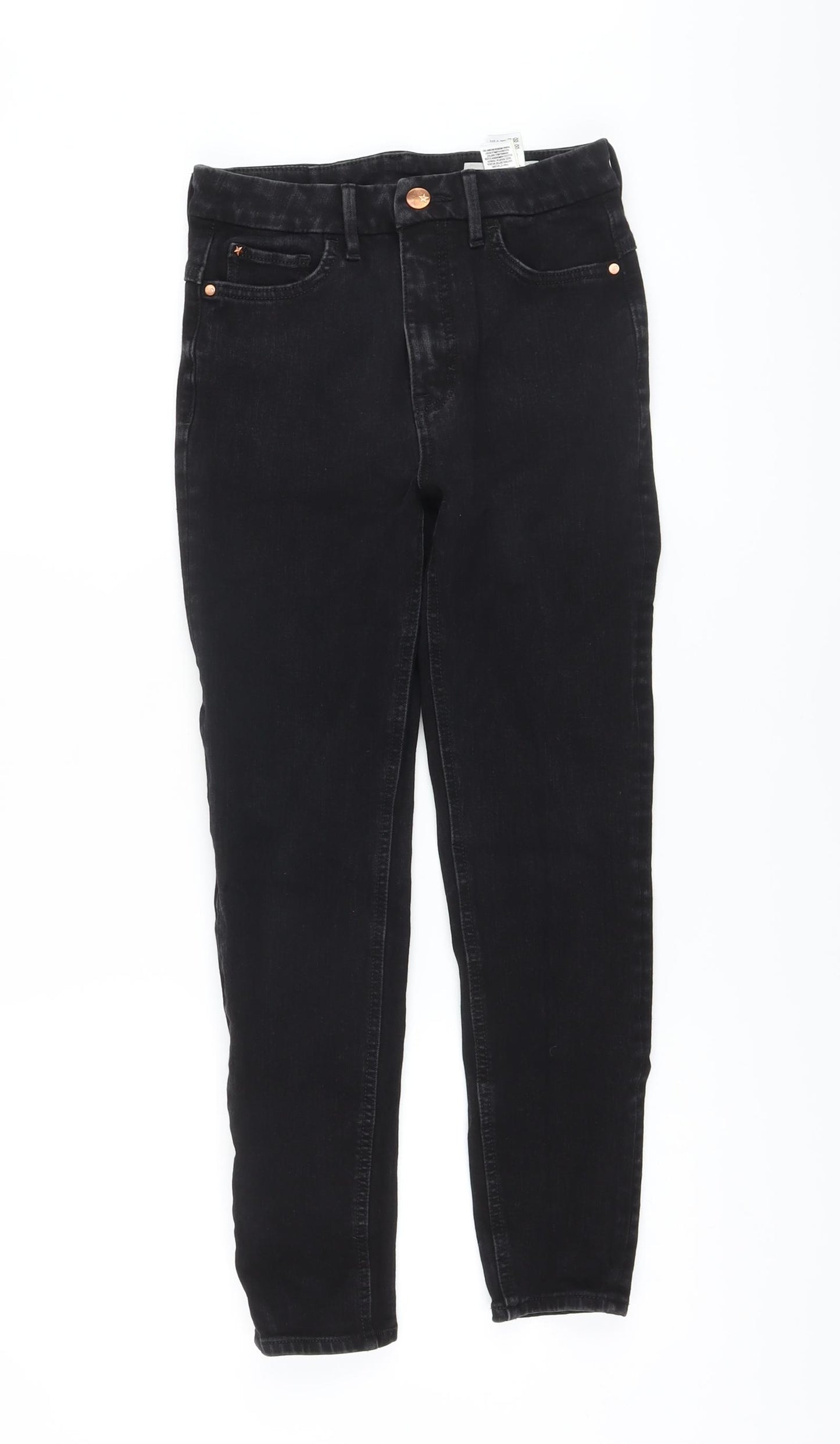 Marks and Spencer Womens Black Cotton Skinny Jeans Size 8 L25 in Regular Button