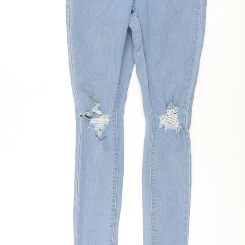 Boohoo Womens Blue Cotton Skinny Jeans Size 6 L29 in Regular Button