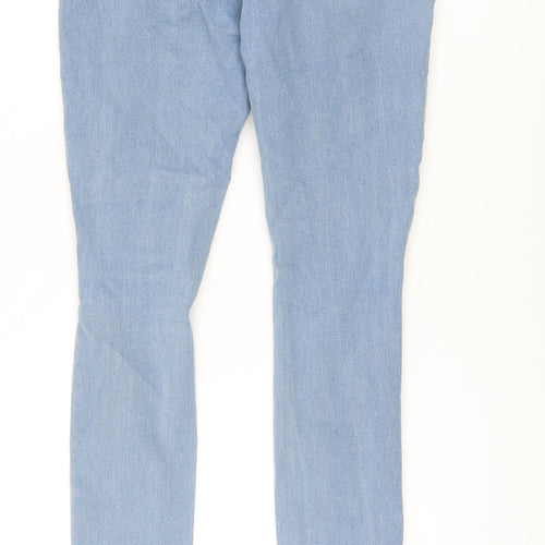Boohoo Womens Blue Cotton Skinny Jeans Size 6 L29 in Regular Button