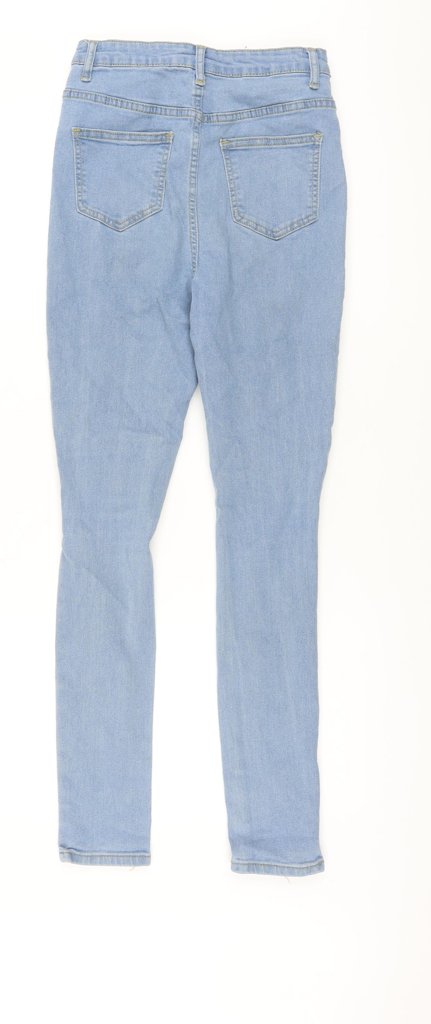 Boohoo Womens Blue Cotton Skinny Jeans Size 6 L29 in Regular Button