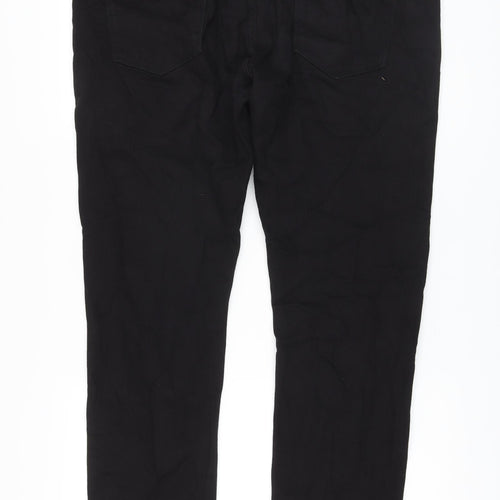 Marks and Spencer Mens Black Cotton Straight Jeans Size 38 in L31 in Slim Button