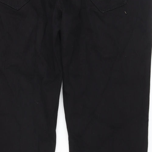 Marks and Spencer Mens Black Cotton Straight Jeans Size 38 in L31 in Slim Button
