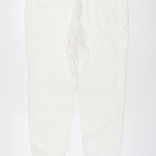 Marks and Spencer Womens Ivory Cotton Cropped Jeans Size 18 L25 in Slim Button