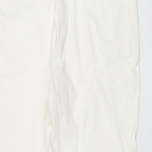 Marks and Spencer Womens Ivory Cotton Cropped Jeans Size 18 L25 in Slim Button
