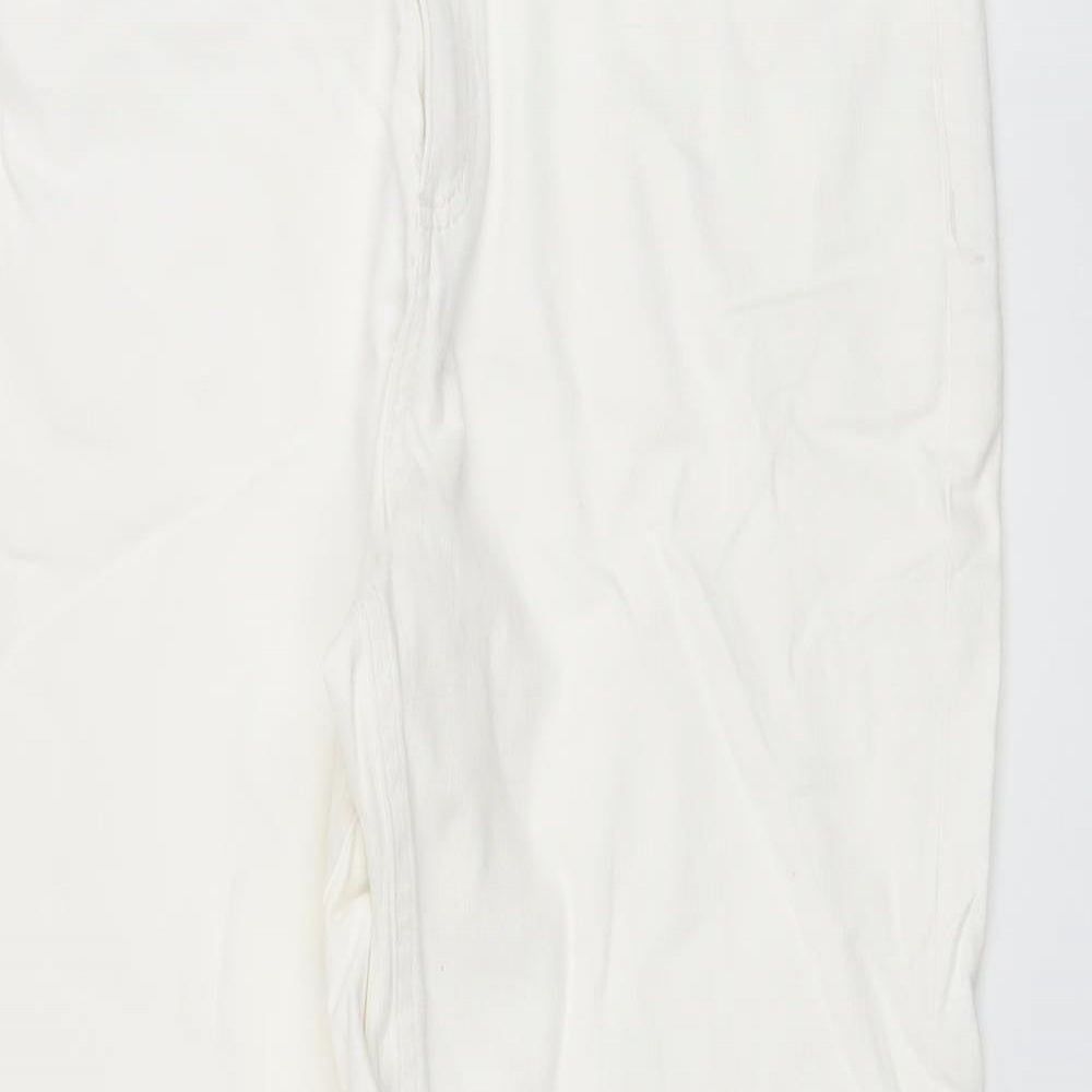 Marks and Spencer Womens Ivory Cotton Cropped Jeans Size 18 L25 in Slim Button