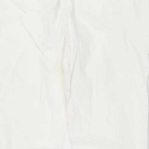 Marks and Spencer Womens Ivory Cotton Cropped Jeans Size 18 L25 in Slim Button