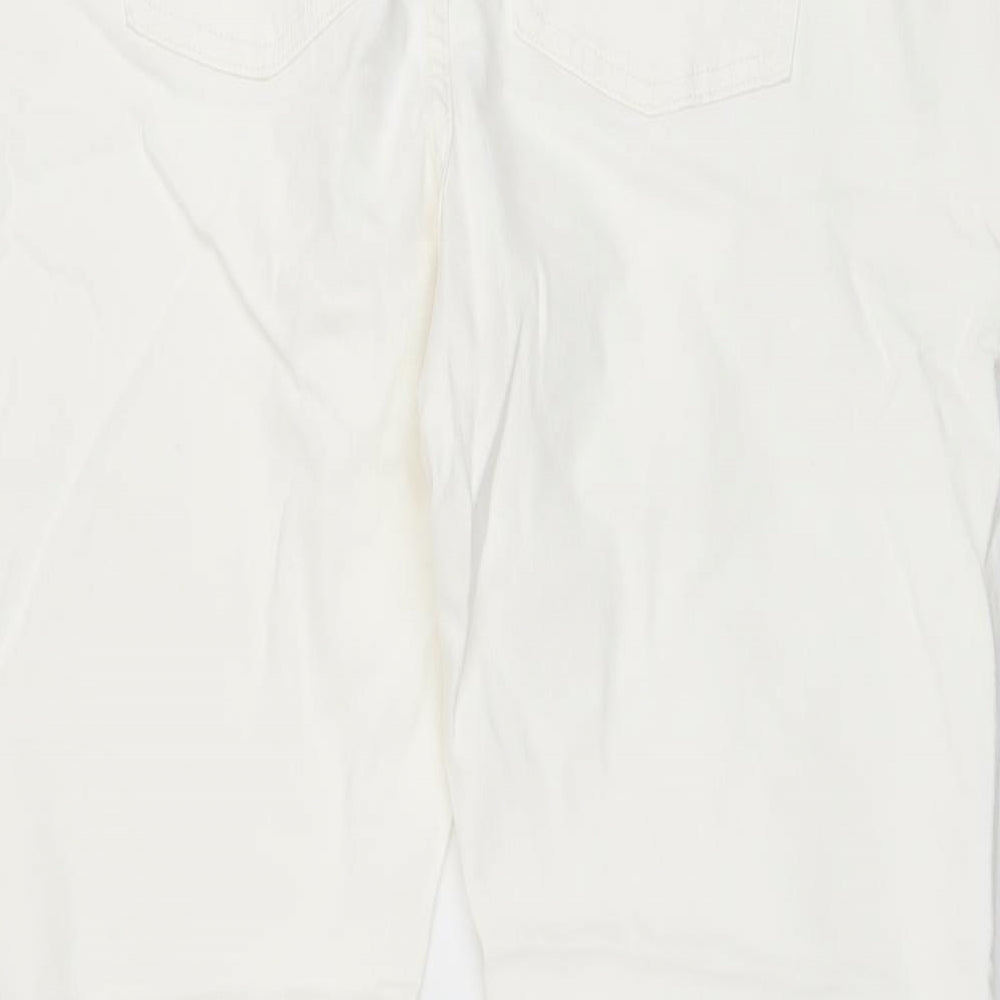 Marks and Spencer Womens Ivory Cotton Cropped Jeans Size 18 L25 in Slim Button