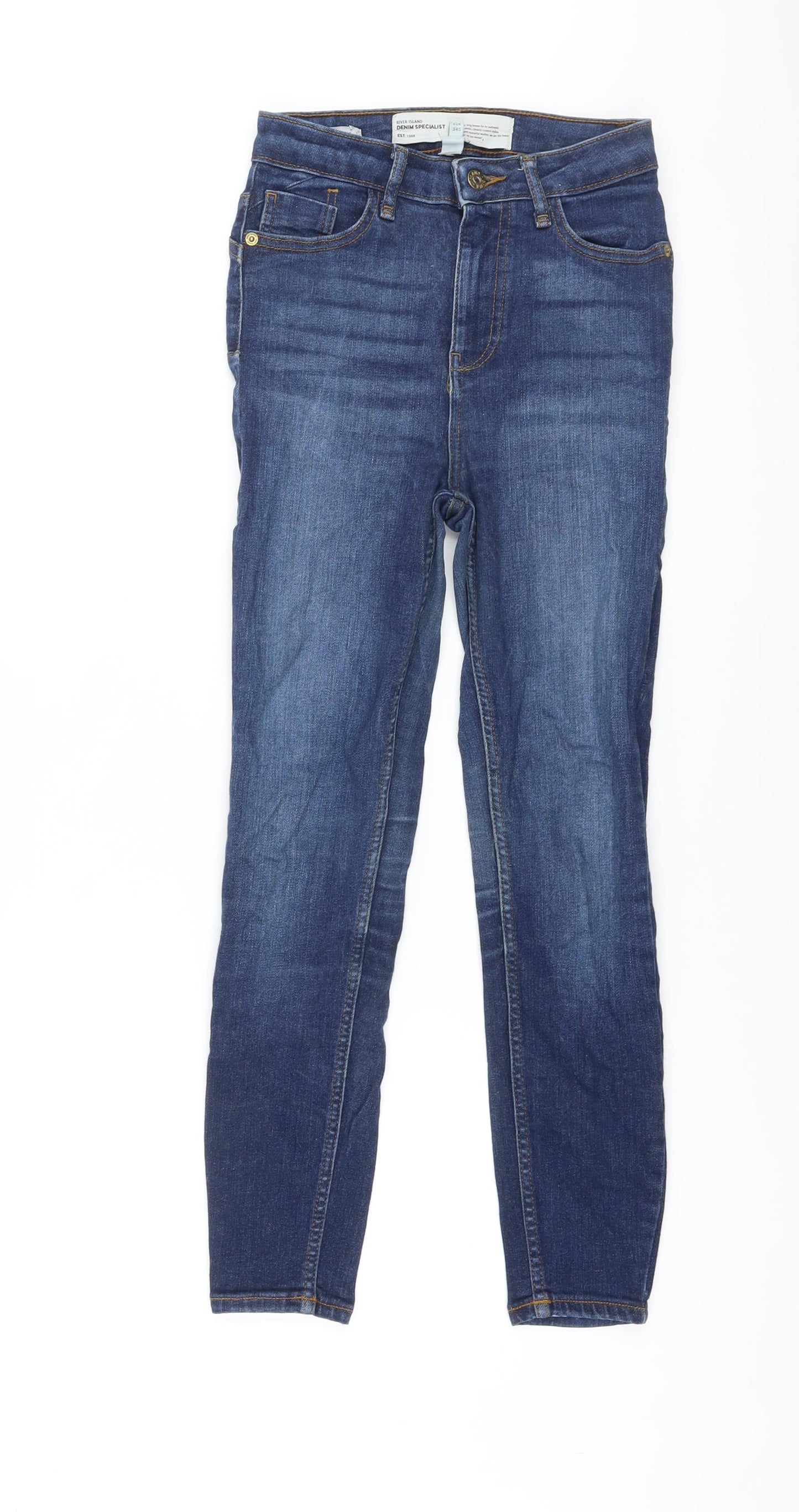 River Island Womens Blue Cotton Skinny Jeans Size 8 L25 in Regular Button