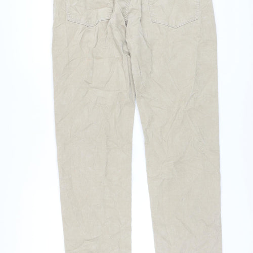 Marks and Spencer Mens Beige Cotton Trousers Size 34 in L33 in Regular Button